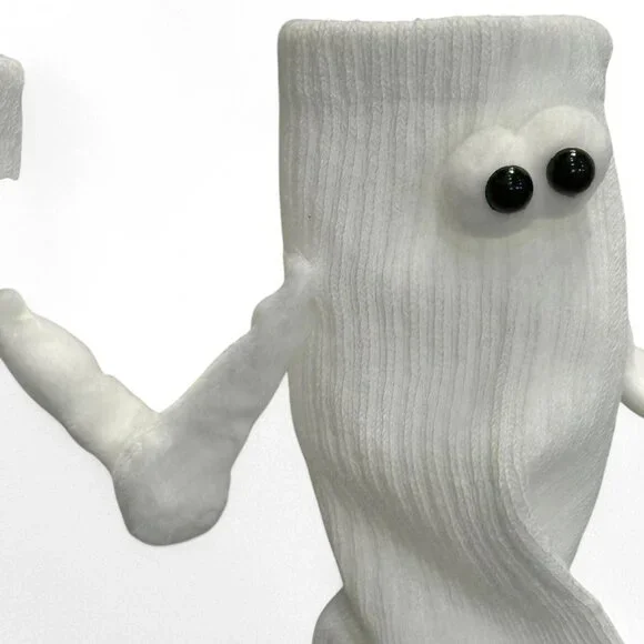 Set Of 2 Couples Unisex Black and white ghost socks holding hands. NEW - Picture 5 of 8